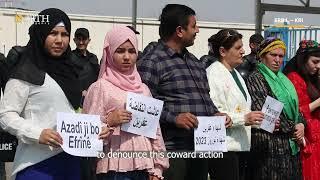 People protest in Erbil denouncing Syria's Jindires crime