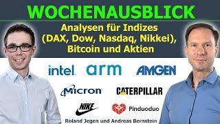 Marktausblick Börse. Chancen & Risiken in DAX, Dow, Bitcoin & Aktien wie Intel, ARM, PDD, Nike & Co.