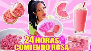 24 HOURS EATING ONLY PINK COLOR FOOD CHALLENGE | SandraCiresArt