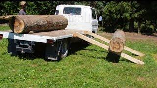 How to load logs on a truck using a 12v winch