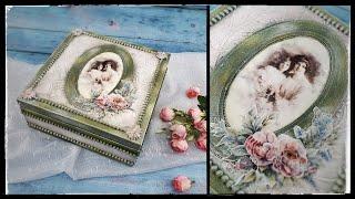 Decoupage box, 3D flowers   ...