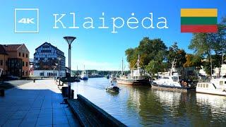 Klaipėda, Lithuania 4k tour. Slow walk through sunny streets.