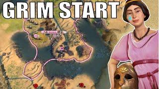 Civ 6 | Awful Desert, Terrible Barbs, RUBBISH START, HELP!!! (#1 Deity ++ Greece Civilization VI)