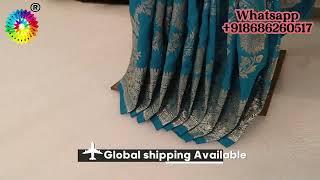 TURQUOISE BLUE DESIGNER BANARASI SAREE WITH STONE WORK & ZARI WORK #zarangsaree #banarasisaree