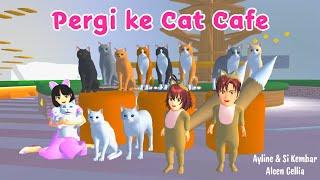 Ayline & Si Kembar Alcen Cellia | Pergi ke Cat Cafe | Sakura School Simulator