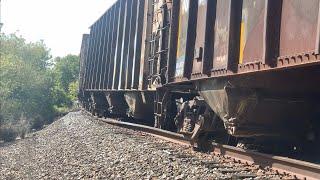 Train Derailment & General Electric B36-7 Locomotive Takes Remaining Train Up The Hill Short Line RR