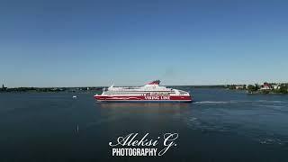 Пассажирский паром Viking Line выходит из порта Хельсинки Видео с дрона #викинглайн #хельсинки #дрон