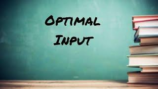 Invitation to SL: Class 3 - Optimal Input