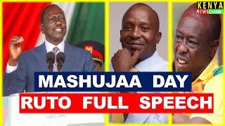 Ruto speech today at Mashujaa Day Celebrations after Gachagua impeachment DP Kindiki in Kwale