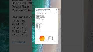 UPL Ltd has recommended a Final Dividend for FY25. #BreakingNews #StockMarket #Dividend