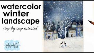 Watercolor Winter Landscape/ Christmas Card Tutorial