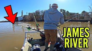 JAMES RIVER FISHING in RICHMOND VIRGINIA! CATCHING CATFISH in THE JAMES! SHAD HUNTING! GILL NETTING!