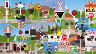 【踏切アニメ】世界のふみきりがいろんな場所でカンカン2Railroad crossings of the world on various places!!