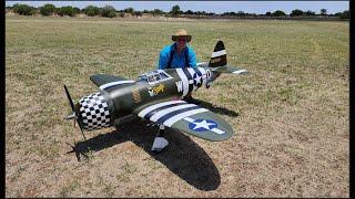 Maiden flight, Giant P47 - 250cc Moki 5 cylinder Radial engine, flown by Arno Janz (4K)