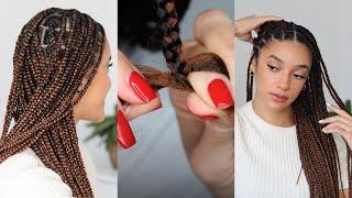 Medium KNOTLESS BRAIDS | How to FEED IN HAIR, blend colours & get braids LONG | AbbieCurls