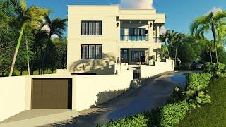 Modern House Design Animation | slope land house design |