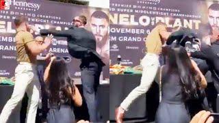 MUST SEE! CANELO & CALEB PLANT TRADE PUNCHES DURING HEATED FACE OFF