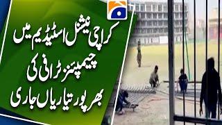 Preparations underway for Champions Trophy at Karachi National Stadium | Geo Pakistan