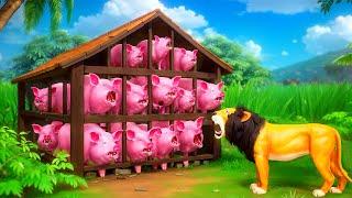 Funny Animal Battle: Lion King vs Pigs Team | Crazy Animals Comedy Moments