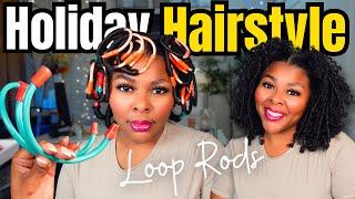 Holiday Curly Hairstyle Idea | How to use Loop Rods on Natural Hair #Walmart