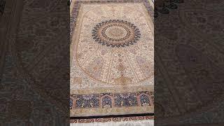 Silk carpet JST-14096 4x6 Persian luxury silk rug dome design beige vintage high end capet for sale