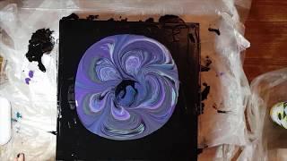 Time Lapse l Creating Fluid Art with Acrylic Pour l Purple Green Bottle Pour