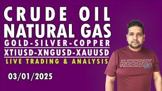 Crude oil live trading | Natural gas live trading | MCX live trading | 03/01/2025