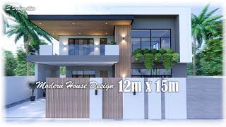 House design idea | 2 Storey House Design | 12m x 15m | 5Bedrooms