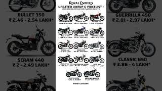 2025 ROYAL ENFIELD UPDATED LINEUP & PRICE LIST#royalenfield #continentalgt650 #classic350 #hunter
