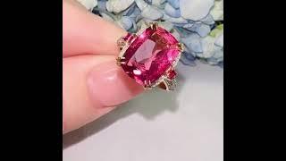 Cushion Cut Pink Topaz, Natural Ruby Ring #SHORTS