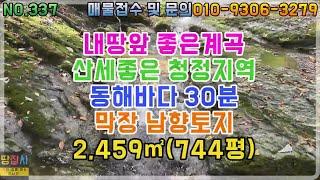 내 땅 앞 생수 같은 계곡물! 멋진 산세의 자연 환경! 바닷가 30분! 막장 남향 토지! 2,459㎡/744평 (영덕군 지품면 토지매매)