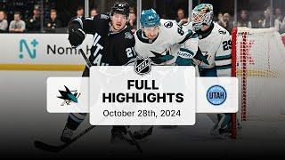 Sharks at Utah Hockey Club | October 28, 2024 | NHL Full Game Highlights