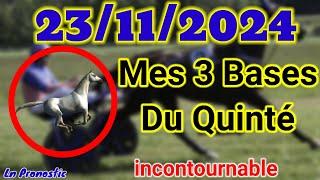 Pronostics PMU Mes 3 bases incontournable SAMEDI 23 NOVEMBRE 2024 VINCENNES