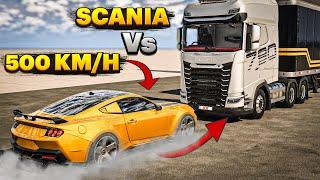 Ford Mustang 2024 Vs SCANIA 500 KM/H | BeamNG Drive | Crash Test