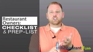 Restaurant Owners Kitchen Checklist and Prep List