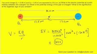 Two point charges q1 and q2 are separated by a distance r