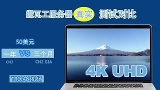 搬瓦工CN2 GIA 50美元 三个月的 和一年的CN2的真实测试对比，效果怎么养？ 看超高清UHD没问题。测试基于Trojan 的机场