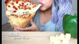 ASMR EATING GIANT FOOD PIZZA CONE - Pepperoni-Mozzarella CHEESE- Crunchy Eating Sounds *No Talking