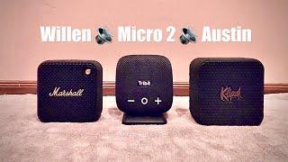 Marshall Willen vs Tribit StormBox Micro 2 vs Klipsch Austin