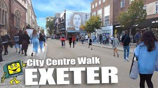 EXETER Devon UK October 2021 - Busy Saturday in Exeter City Centre - 4K Walk