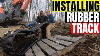 Replacing a broken rubber track on a kubota 121-3 mini excavator with minimal tools for beginners