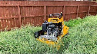 LITTLE MOWER TAKES ON OVERGROWN CITY VIOLATION YARD (EXTREMELY SATISFYING)