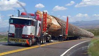 Extremely Dangerous Oversize Logs Truck. Famous Wood Processing Mill & Manufacturing Cable Drum