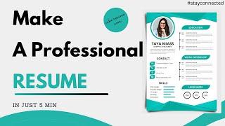 Make A Professional Resume || Just 5 Min || #cakeresume #apptalk