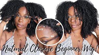 NATURAL Pre Cut Beginner Wig Install FULL LOOK Kinky Curly Glueless NO BABY HAIR BeautyForeverHair