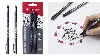 Tombow Fudenosuke Hard and Soft Tip Brush Pen unboxing & review || brush pen for beginners