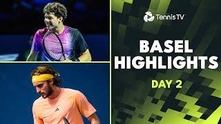 Tsitsipas Battles Cerundolo; Shelton, Shapovalov & Rune Feature  | Basel 2024 Highlights Day 2