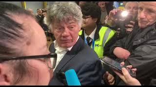 Gerry 'The Monk' Hutch answers questions from the media at Dublin count centre