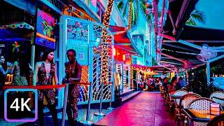 【4K】Evening Miami Beach | USA  Florida, Walking in Ocean Drive in 4K