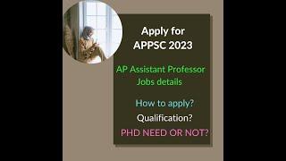 APPSC assistant professor application 2023 details